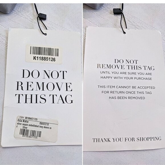 NWT AIDAN MATTOX Silver Sequin Embellished LS Faux Wrap Cocktail Mini Dress Sz 4 - Picture 5 of 10